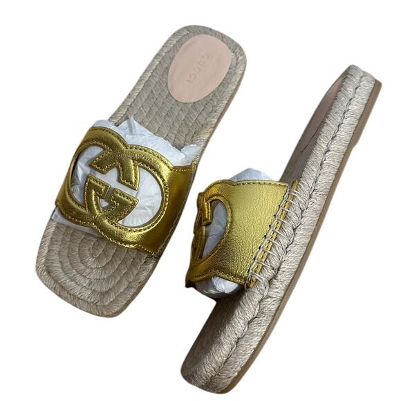 GG INTERLOCKING G ESPADRILLE COPPER FABRIC